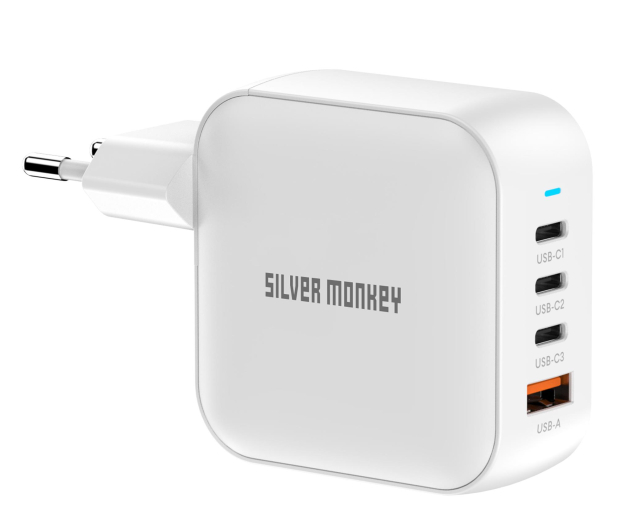 Silver Monkey Ładowarka GaN Smart Quadro 100W PD Biała - 1417250 - zdjęcie